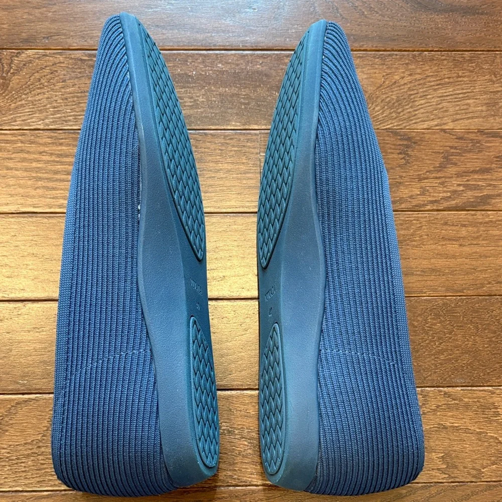 VIVAIA Margot Ballet Flats NWOB Square Toe V Cut Knit Navy Blue Size 40 (9-9.5) - Picture 13 of 13